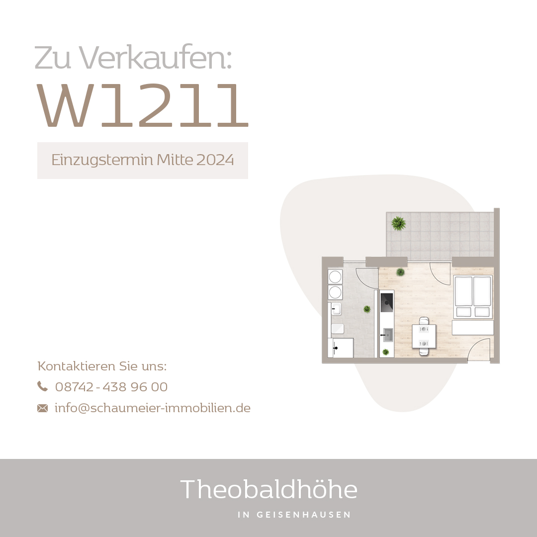 1 Zi / 2. Obergeschoss mit Balkon / WE 1211, 84144 Geisenhausen, Etagenwohnung